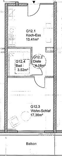 WG3_Grundriss 40 qm Wohnung